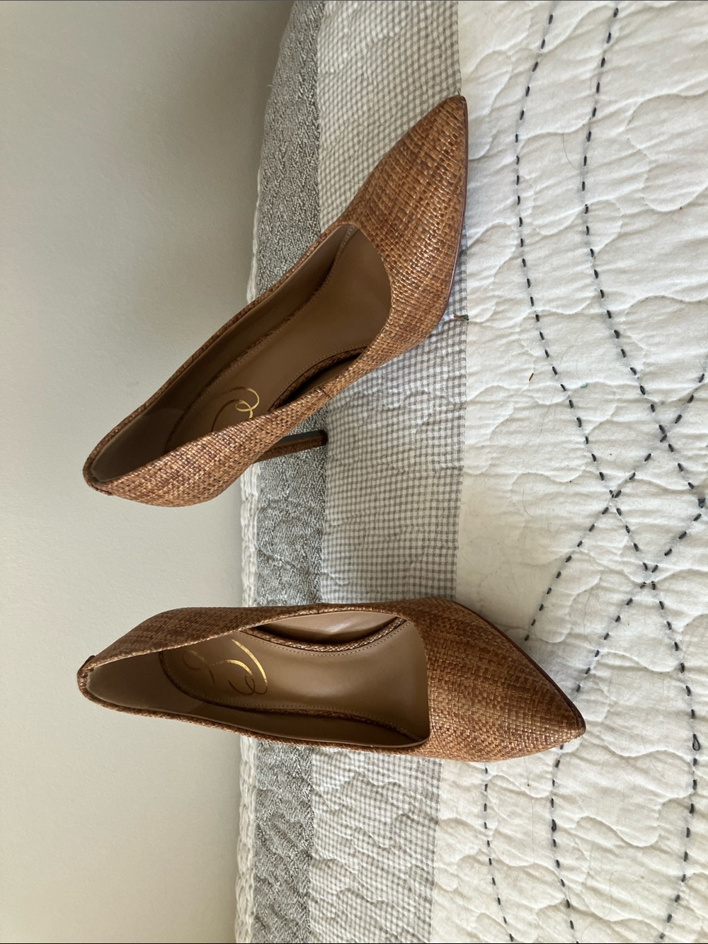 Sam Edelman Woven Pointed-Toe Pumps - Tan Brown